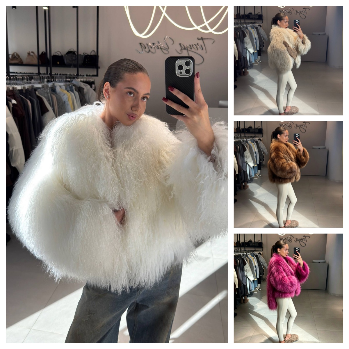 Street Fashion Shanghai - Cappotto Invernale da Donna in Pelliccia