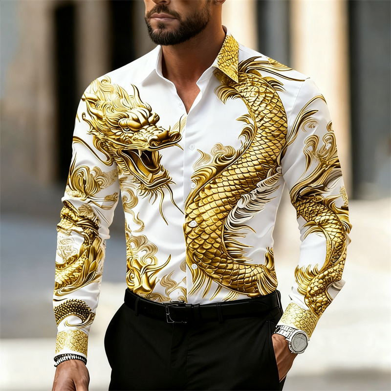 Street Fashion Shanghai - Camicia da Uomo a Maniche Lunghe