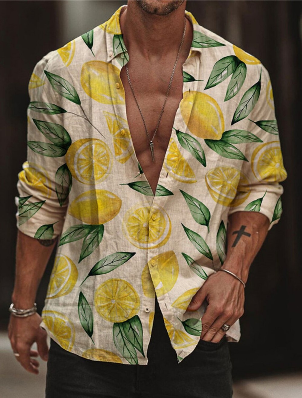 Street Fashion Shanghai - Camicia da uomo a maniche lunghe